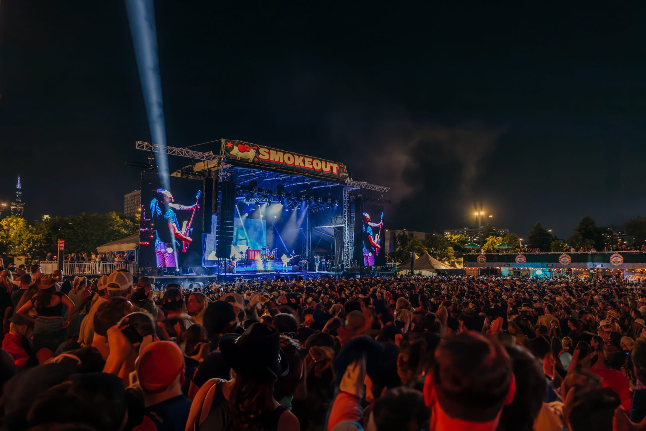 large crowd shot of front of at&t stadium stage